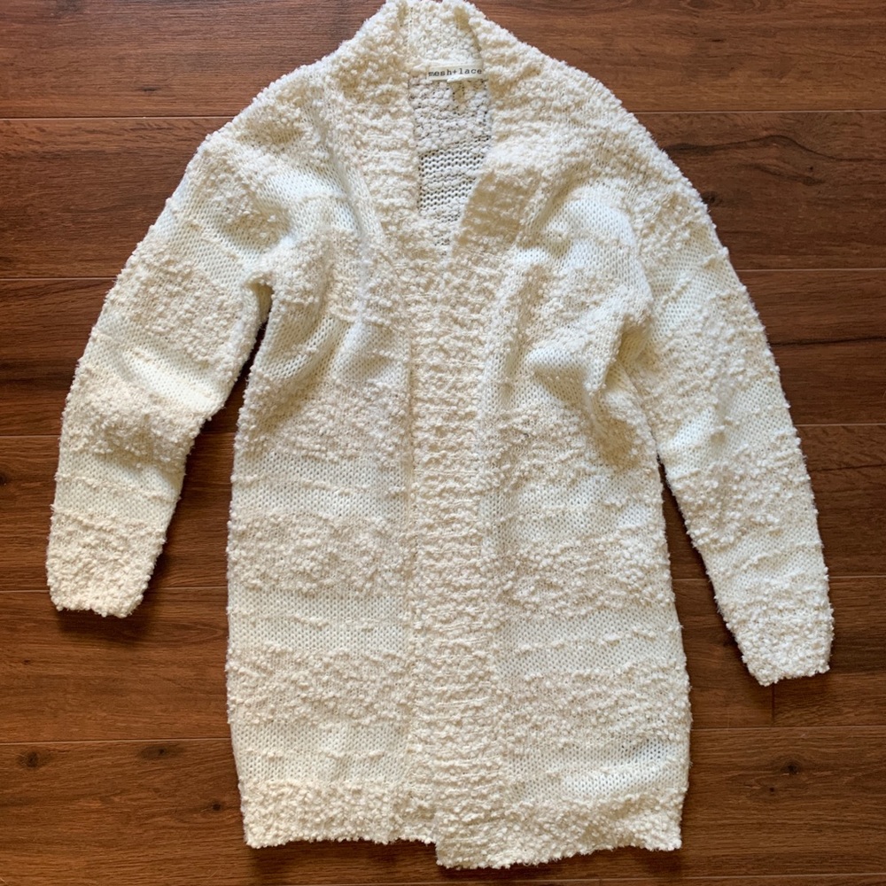 Off White Textured Cardigan